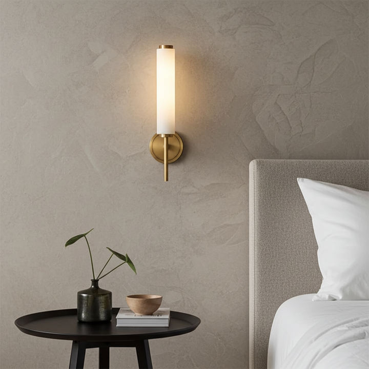 Alekos | Marble and Brass Wall Sconce for Bedroom & Entryway