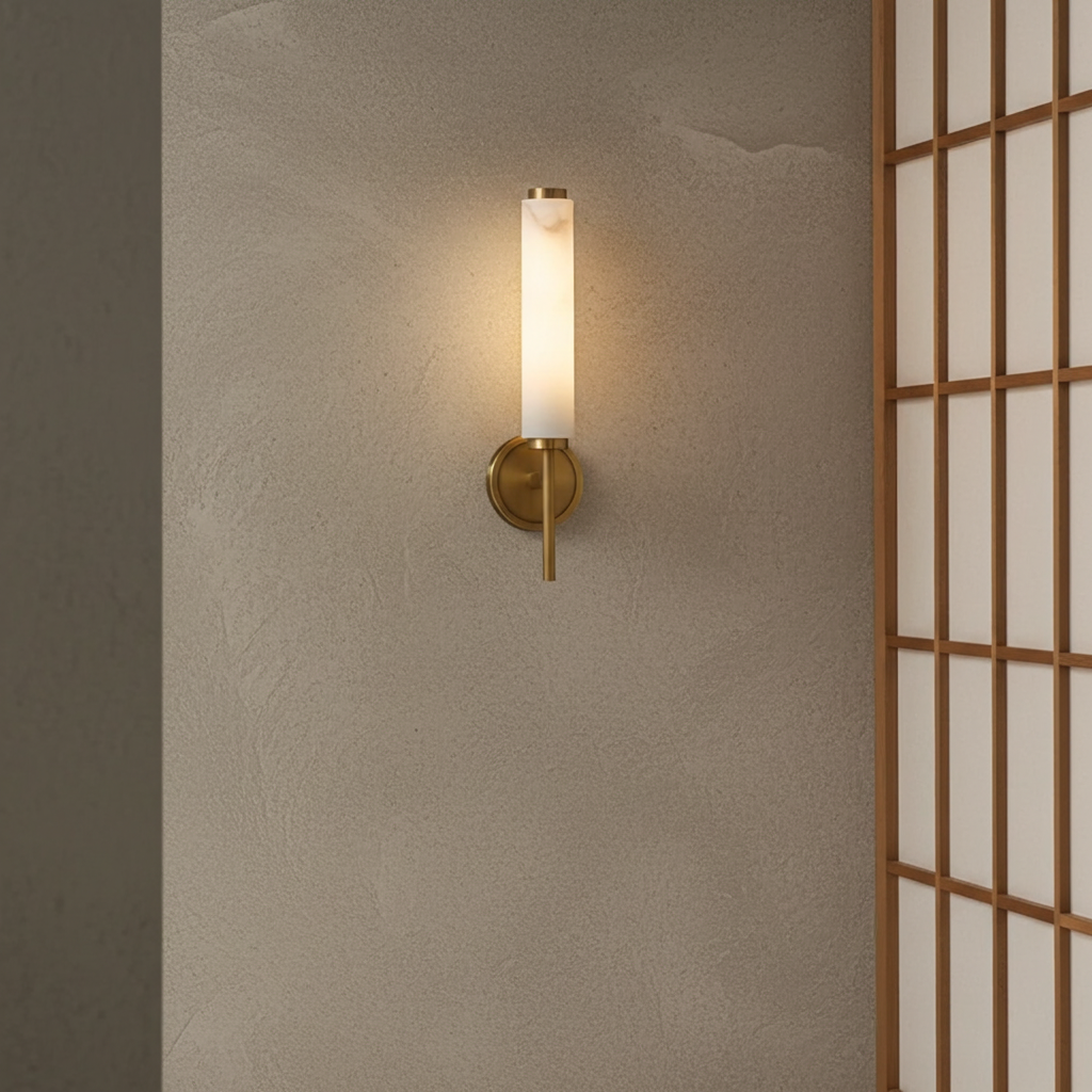 Alekos | Marble and Brass Wall Sconce for Bedroom & Entryway