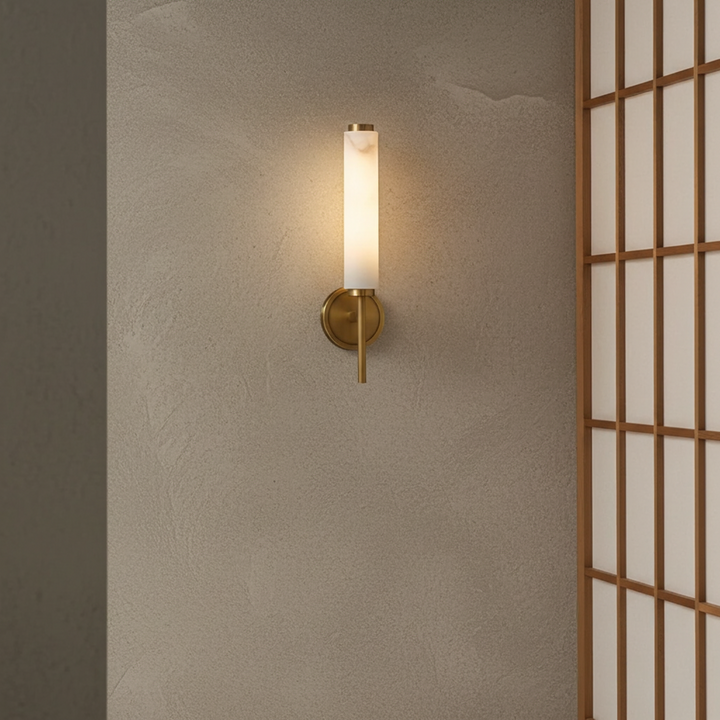 Alekos | Marble and Brass Wall Sconce for Bedroom & Entryway