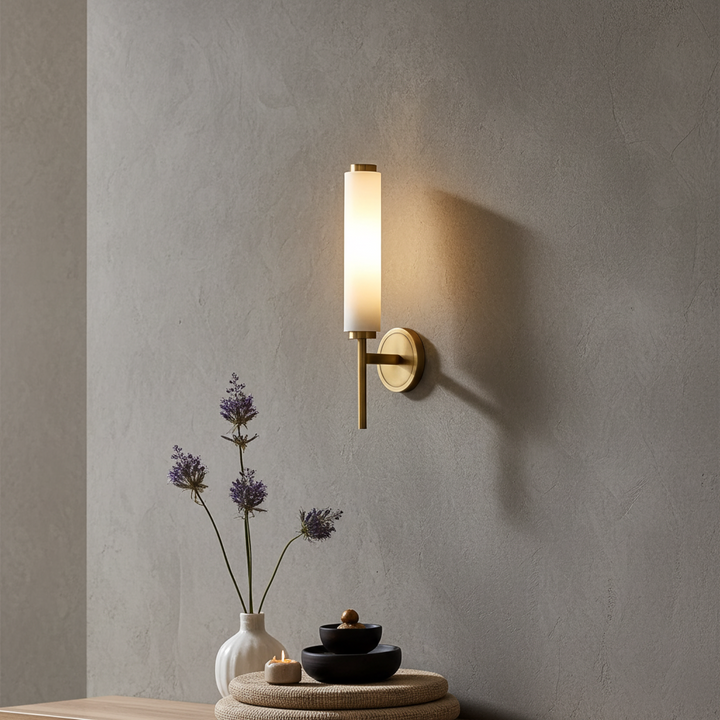 Alekos | Marble and Brass Wall Sconce for Bedroom & Entryway