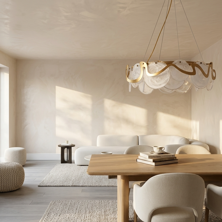 Aurora Glass Chandelier | Glass &amp; Brass Ring Chandelier