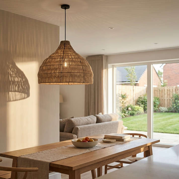 Japanese Handwoven Wicker Pendant Light
