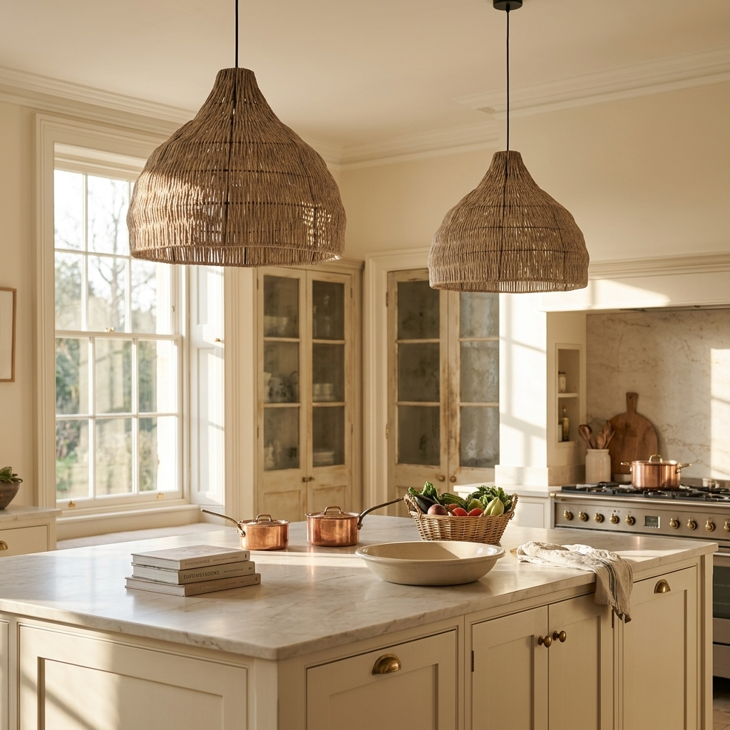 Japanese Handwoven Wicker Pendant Light