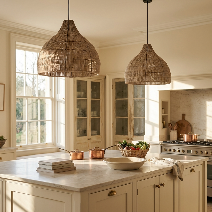 Japanese Handwoven Wicker Pendant Light