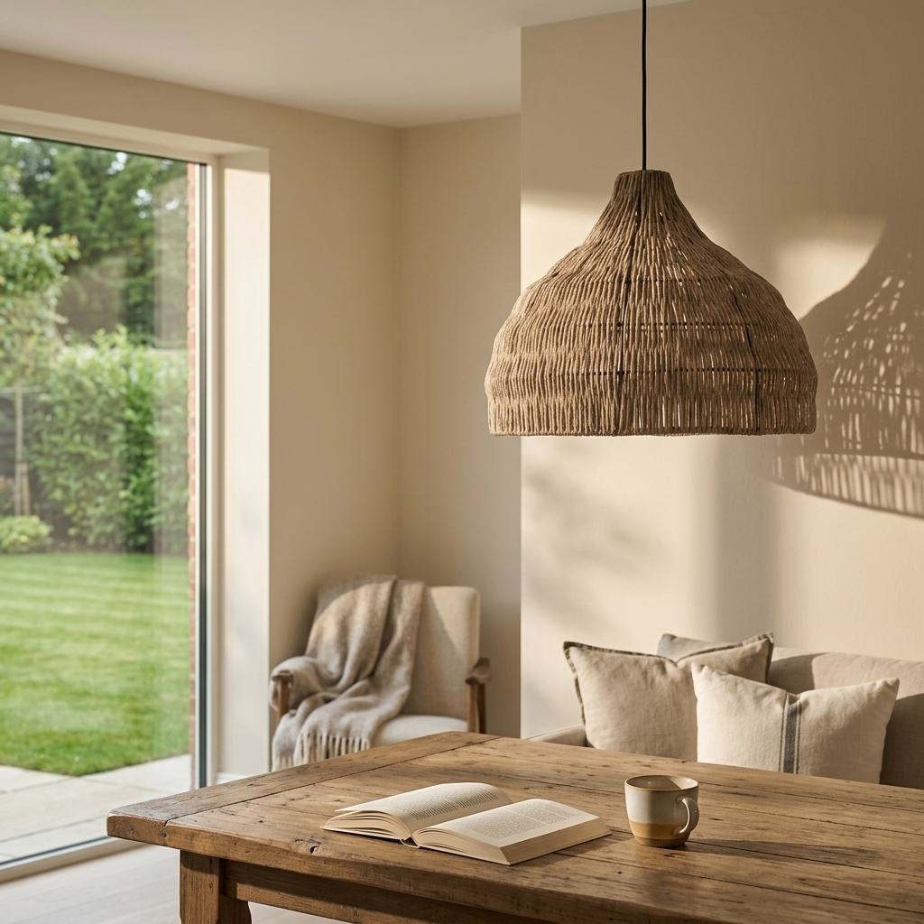 Japanese Handwoven Wicker Pendant Light