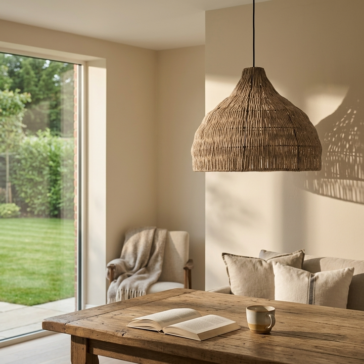 Japanese Handwoven Wicker Pendant Light