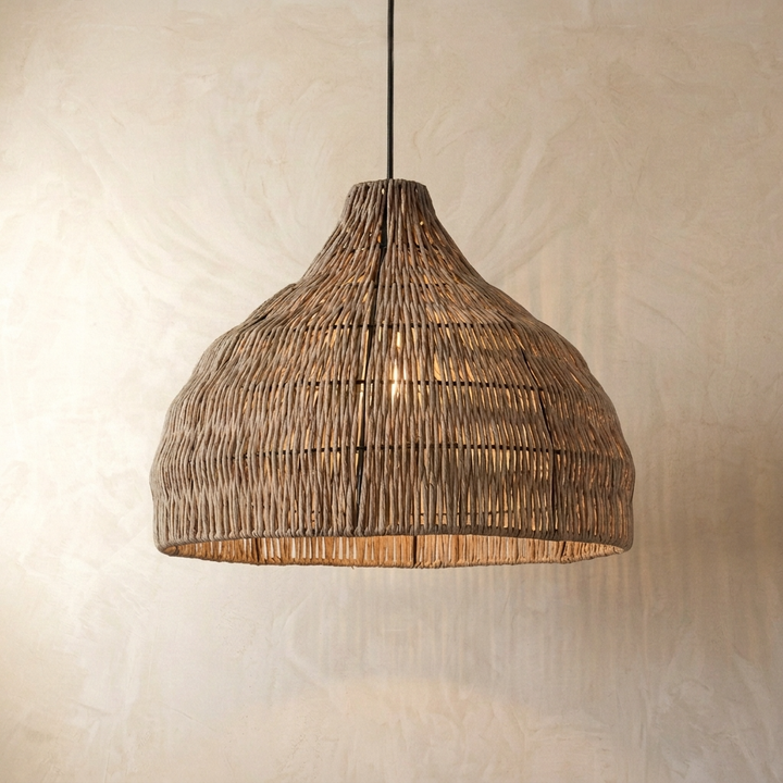Japanese Handwoven Wicker Pendant Light