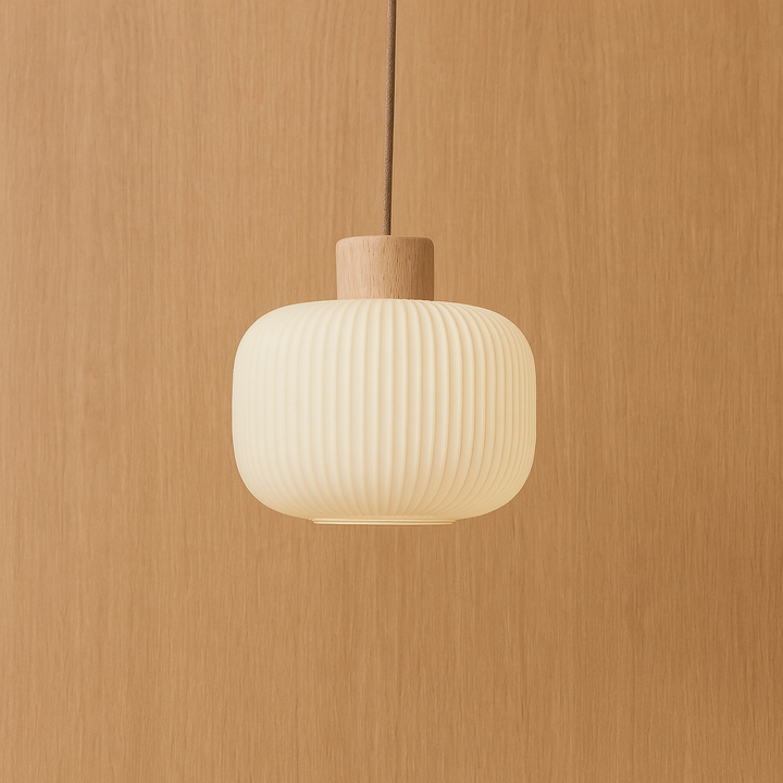 Hai | Wood & Milk Glass Pendant Light