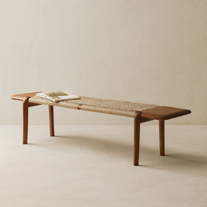 Sora | Woven Bench – Solid Wood & Handcrafted Rope Seat