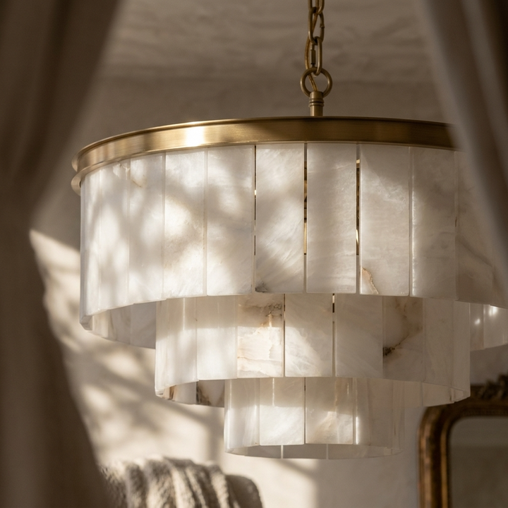 Anneli | Alabaster &amp; Brass Chandelier