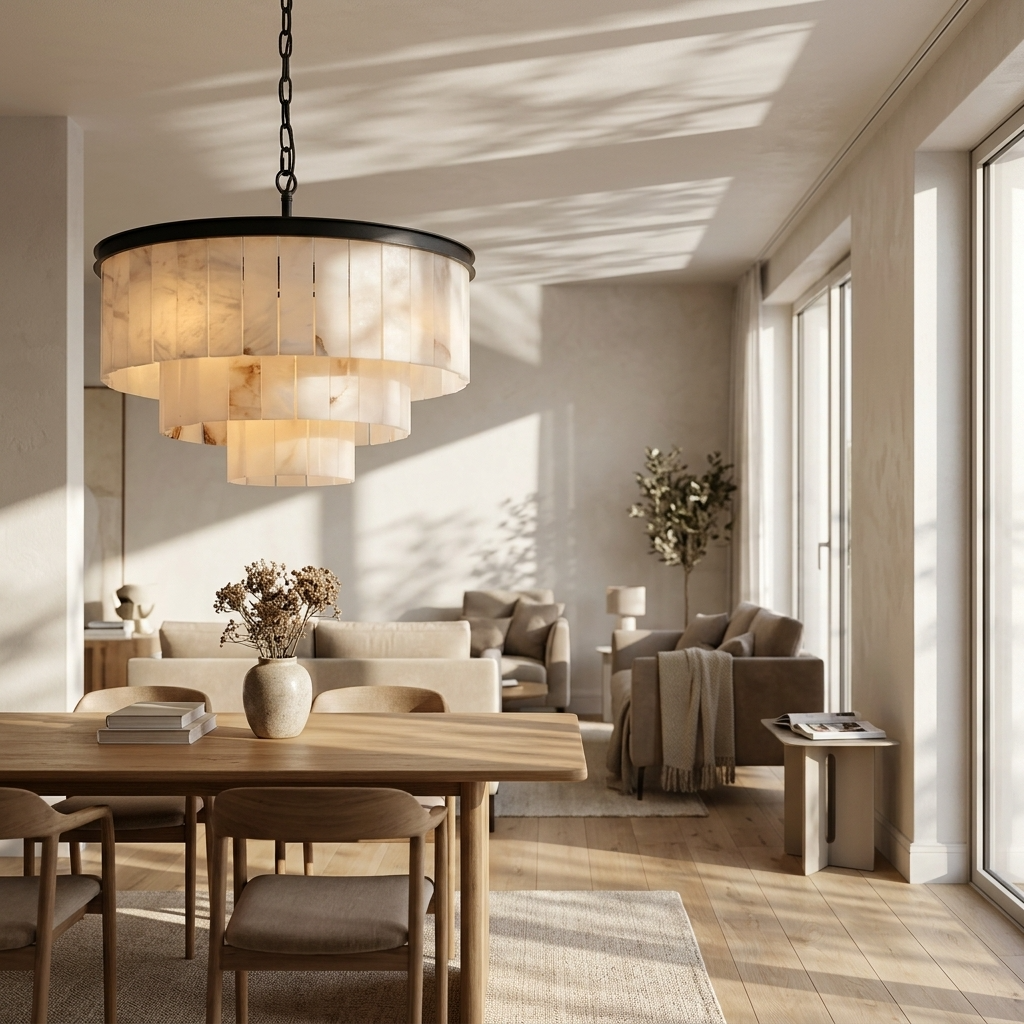 Anneli | Alabaster &amp; Brass Chandelier