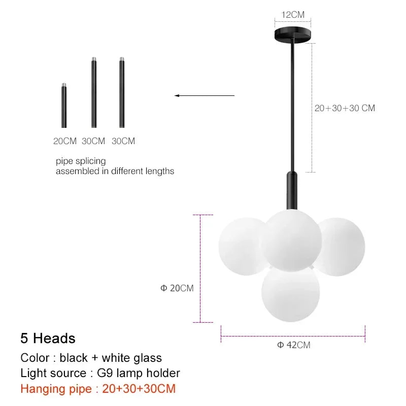 Chariklia | Frosted White Glass Globe Chandelier