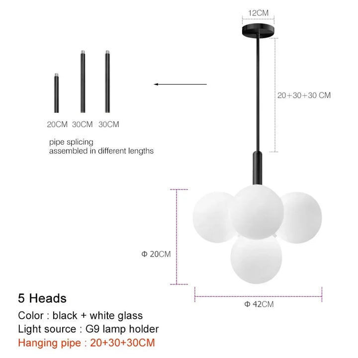Chariklia | Frosted White Glass Globe Chandelier