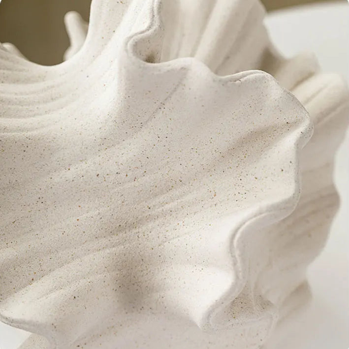Close-up of a frosted material vase with a three-dimensional texture.