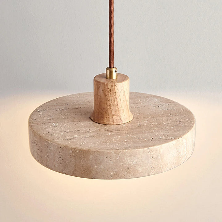 Taro | Travertine & Wood Pendant Light