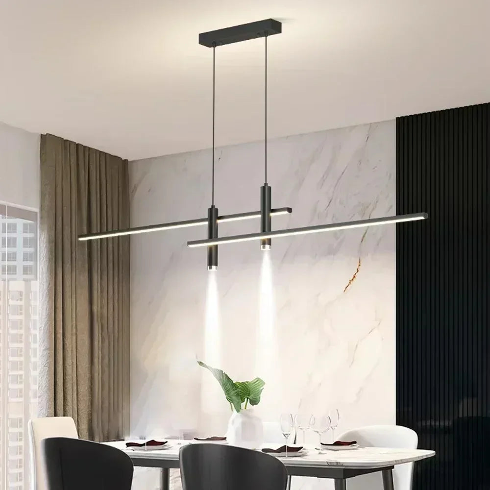 Streke | Black Metal Linear Pendant Light