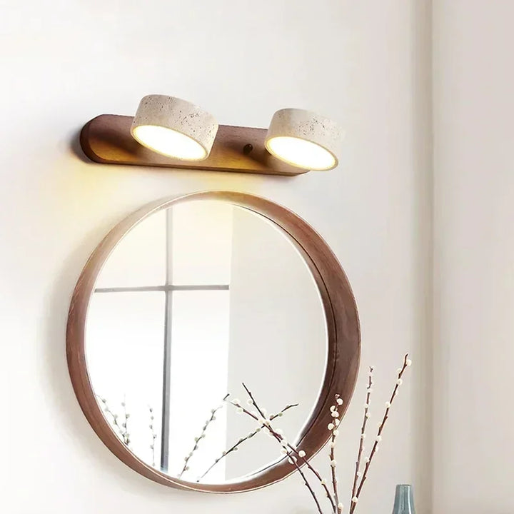 Dova | Travertine Stone &amp; Wood Wall Light