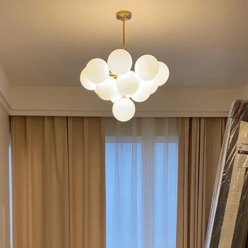 Chariklia | Frosted White Glass Globe Chandelier