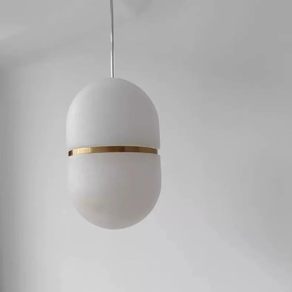 Obi Capsule | Alabaster &amp; Brass Pendant Light