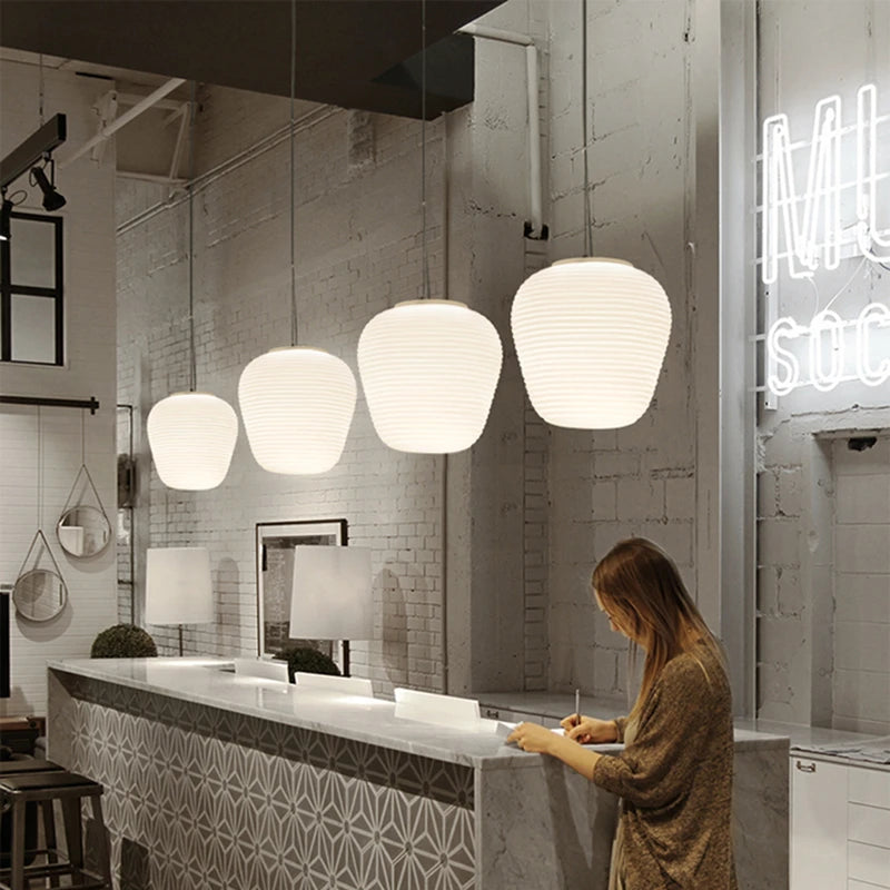 Rayo | Ribbed Milk Glass Pendant Light