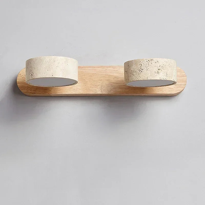 Dova | Travertine Stone &amp; Wood Wall Light