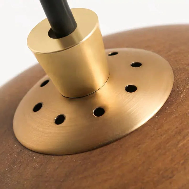 Kuri | Wood &amp; Brass Dome Pendant Light
