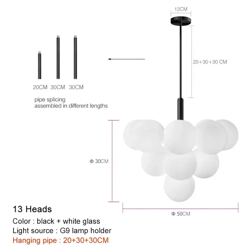 Chariklia | Frosted White Glass Globe Chandelier