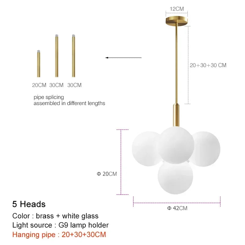 Chariklia | Frosted White Glass Globe Chandelier