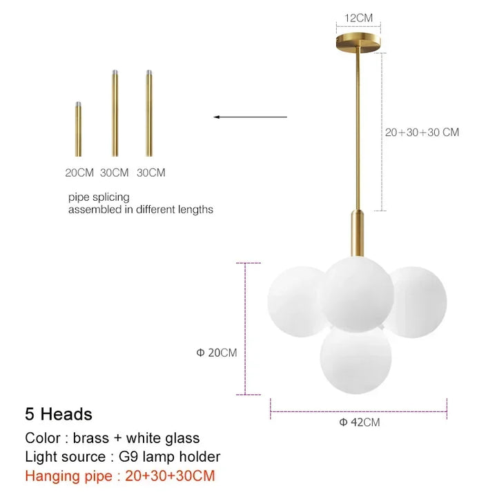 Chariklia | Frosted White Glass Globe Chandelier