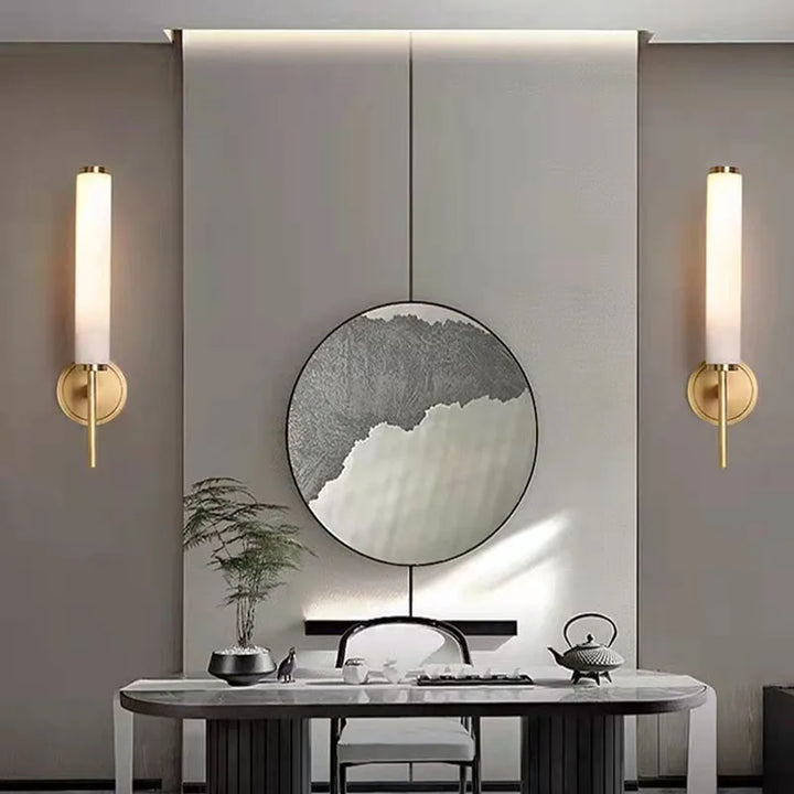 Alekos | Marble and Brass Wall Sconce for Bedroom & Entryway