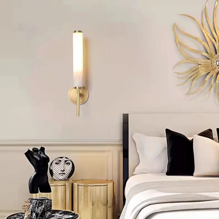 Alekos | Marble and Brass Wall Sconce for Bedroom & Entryway