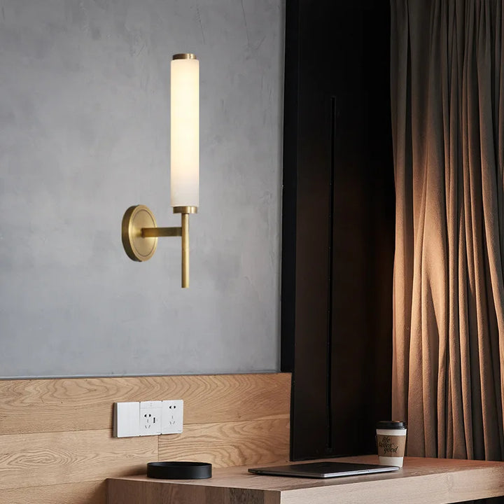 Alekos | Marble and Brass Wall Sconce for Bedroom & Entryway