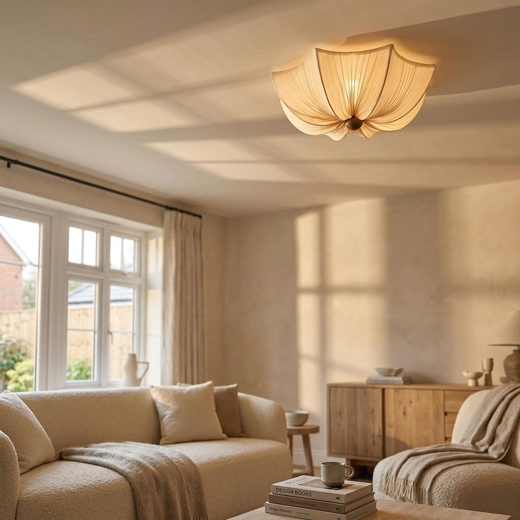 Hirari | Fabric Flush Ceiling Light