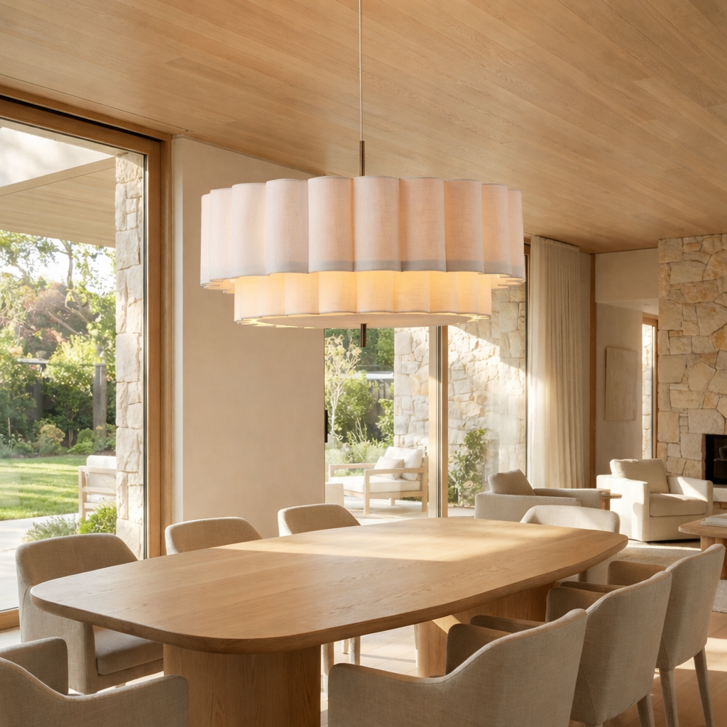 Japanese Natural Fabric Wabi Sabi Pendant Light