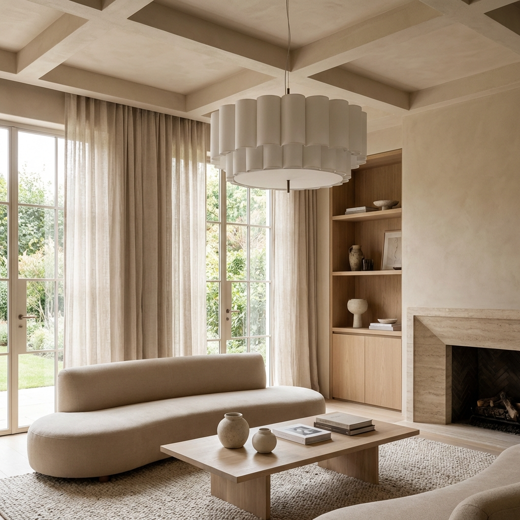 Japanese Natural Fabric Wabi Sabi Pendant Light