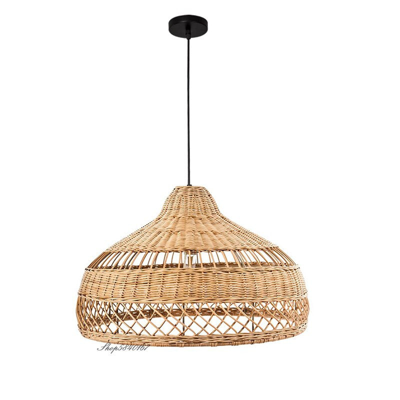 Handmade Rattan Wicker Basket Pendant Light- Oni - Louve Lights
