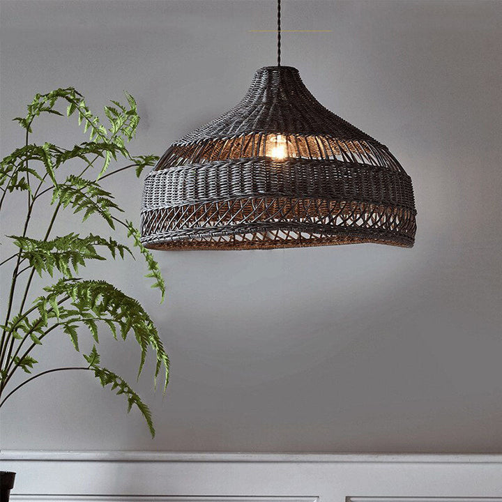 Handmade Rattan Wicker Basket Pendant Light- Oni - Louve Lights