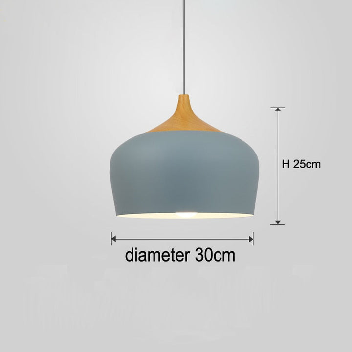 Nordic Style Kitchen Pendant Light- Aluminum & Wood- Akiro - Louve Lights