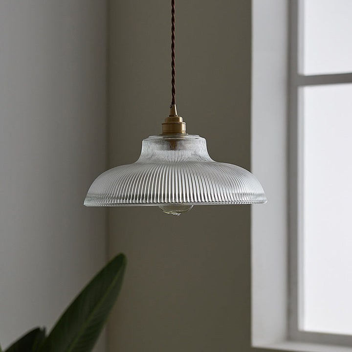 Vintage Stripe Glass Pendant Lamp - Dining Room Pendant Light - Lyssa - Louve Lights