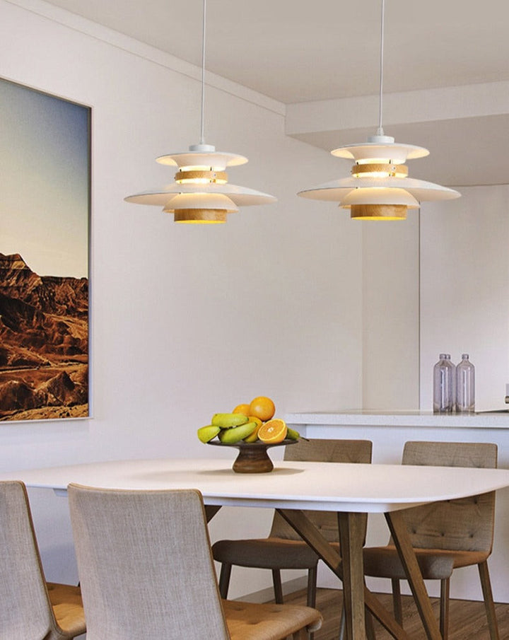 Nordic Style Metal & Wood Pendant Light - Wood Hanging Light - Ospak - Louve Lights