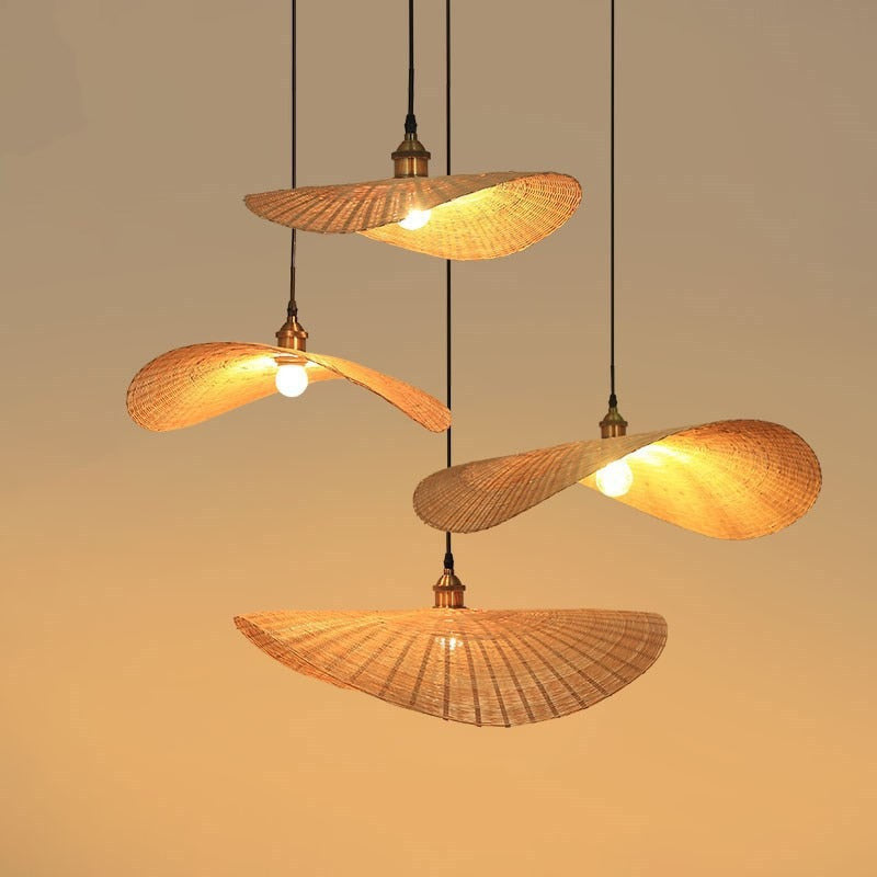 Hand Weaved Rattan Wicker Pendant Light- Helga - Louve Lights