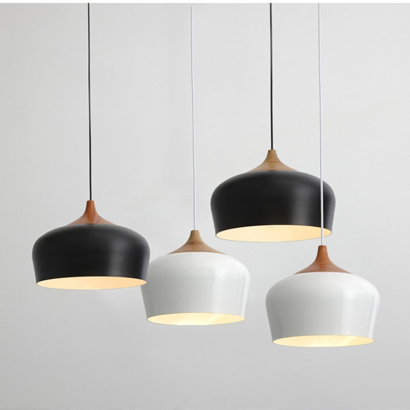 Nordic Style Kitchen Pendant Light- Aluminum & Wood- Akiro - Louve Lights