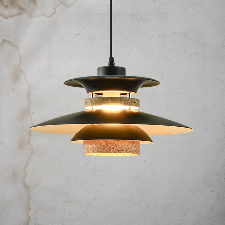Nordic Style Metal & Wood Pendant Light - Wood Hanging Light - Ospak - Louve Lights