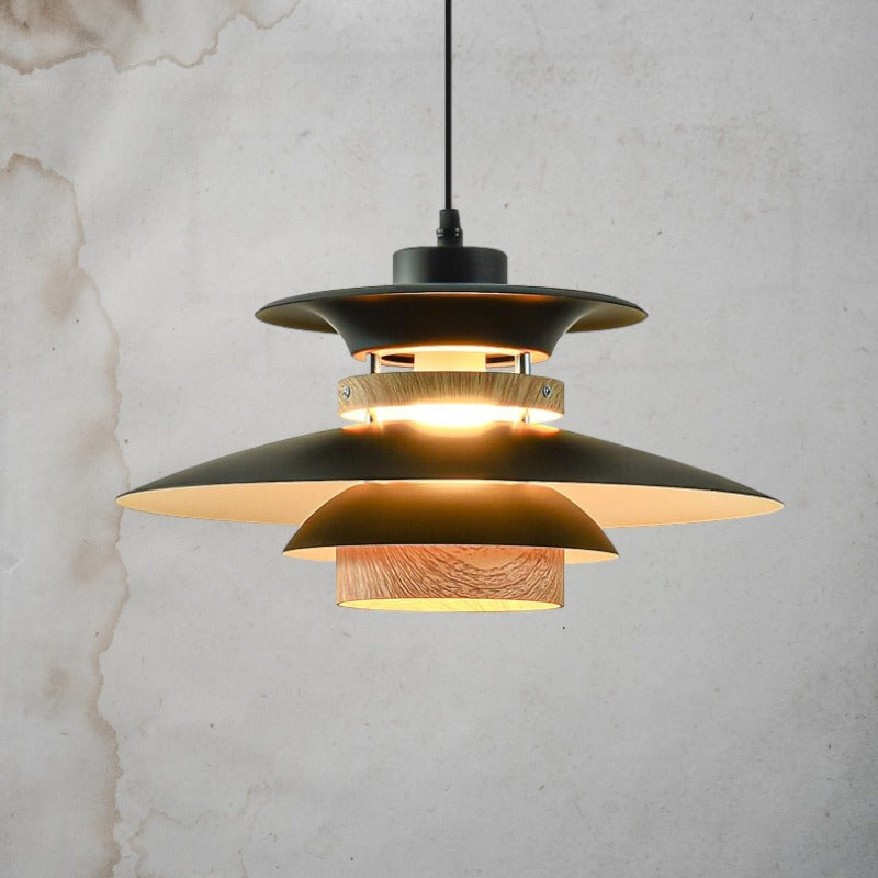 Nordic Style Metal & Wood Pendant Light - Wood Hanging Light - Ospak - Louve Lights
