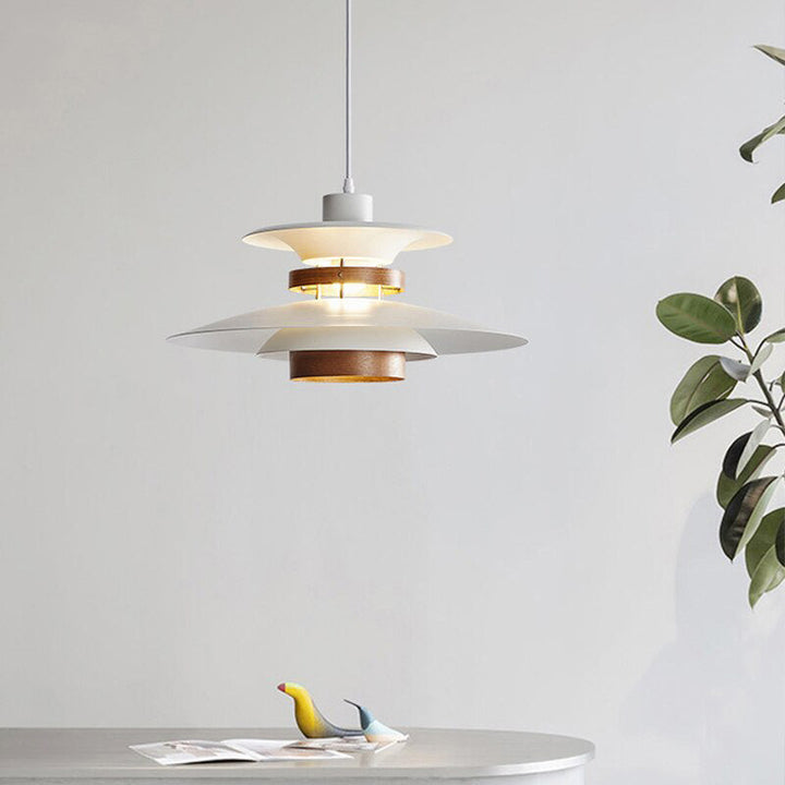 Nordic Style Metal & Wood Pendant Light - Wood Hanging Light - Ospak - Louve Lights