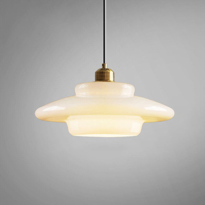 Modern Milk Glass Pendant Lights- Mid Century Pendant Light- Rowan - Louve Lights