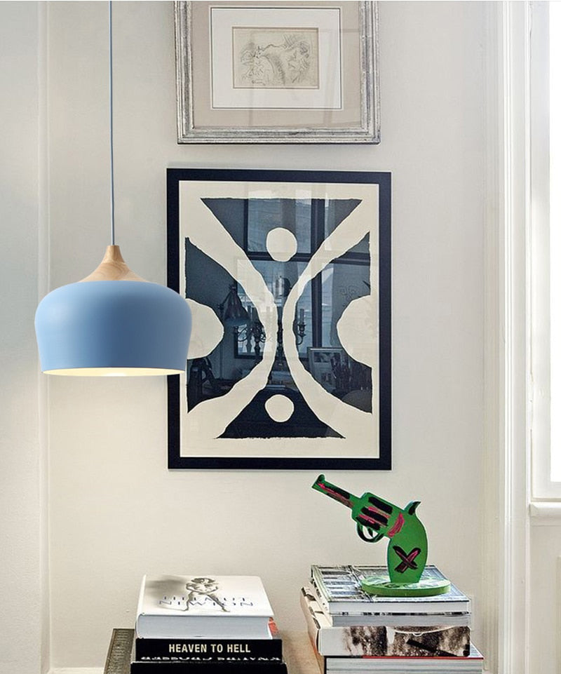 Nordic Style Kitchen Pendant Light- Aluminum & Wood- Akiro - Louve Lights