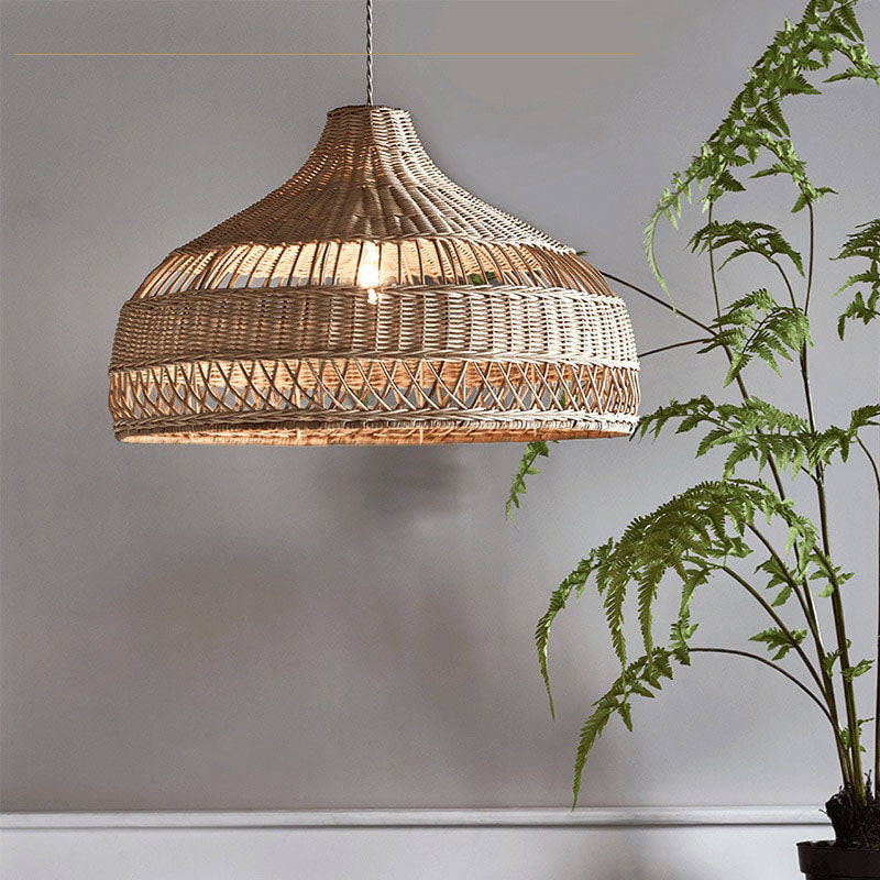 Handmade Rattan Wicker Basket Pendant Light- Oni - Louve Lights