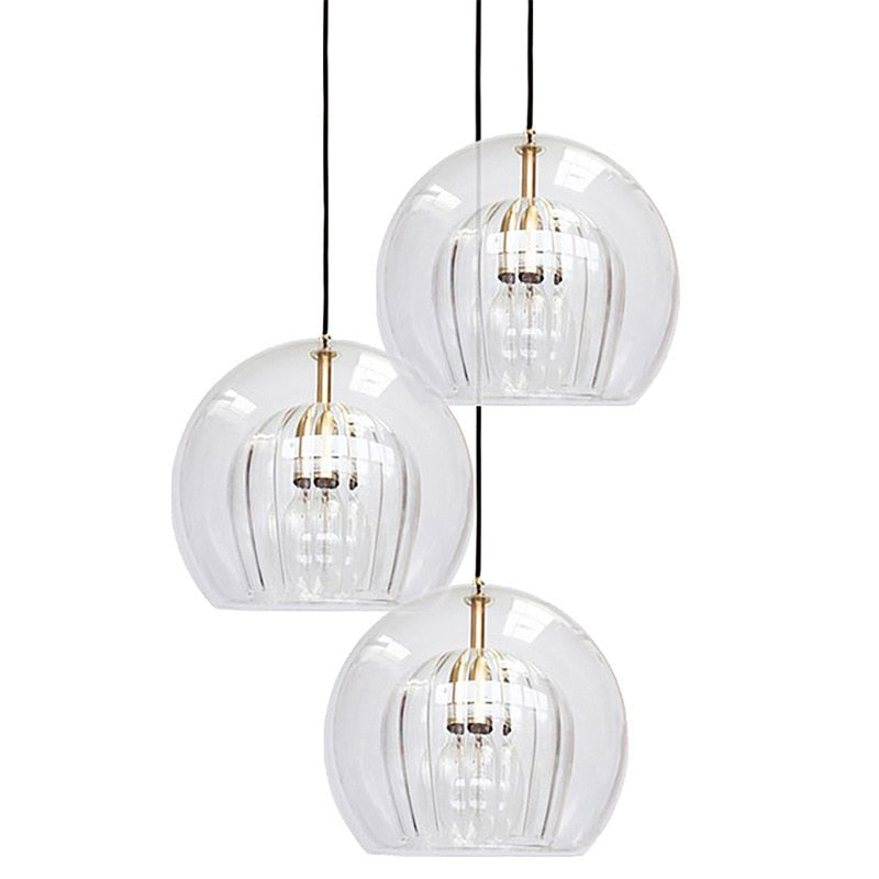 Hand Blown Double Glass Bubble Pendant Light- Garwyn - Louve Lights