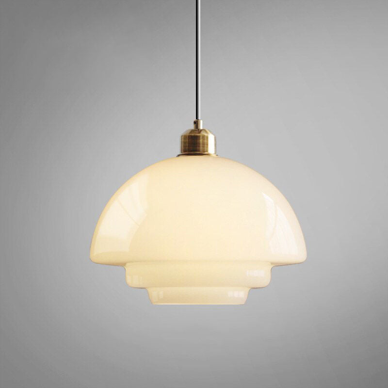 Modern Milk Glass Pendant Lights- Mid Century Pendant Light- Rowan - Louve Lights